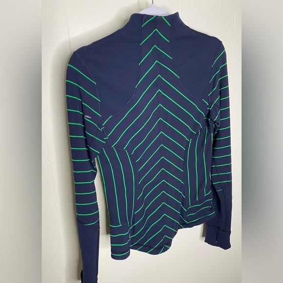 Lululemon Forme Jacket Blue Green Striped Cuffins Full Zip Inkwell - Picture 4 of 7